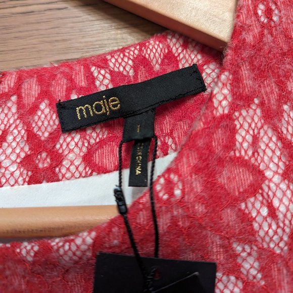 NWT Gorgeous!! Maje Dress Size 1 (XS) with drop waist, textured fabric & POCKETS - Picture 5 of 7